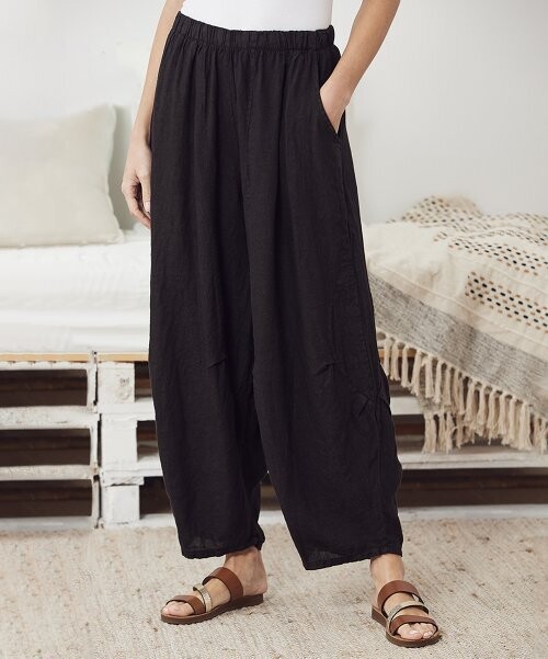 Black Linen Wide-Leg Pants