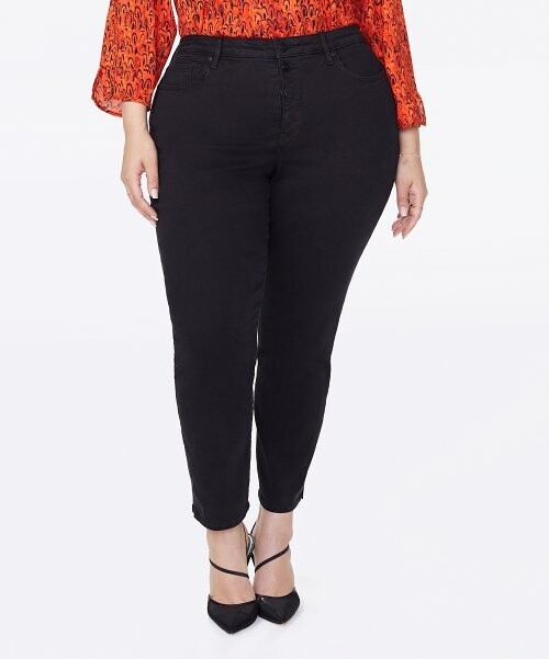 Black Mock-Fly Sheri Ankle Straight-Leg Jeans Black Mock-Fly Sheri Ankle Straight-Leg Jeans