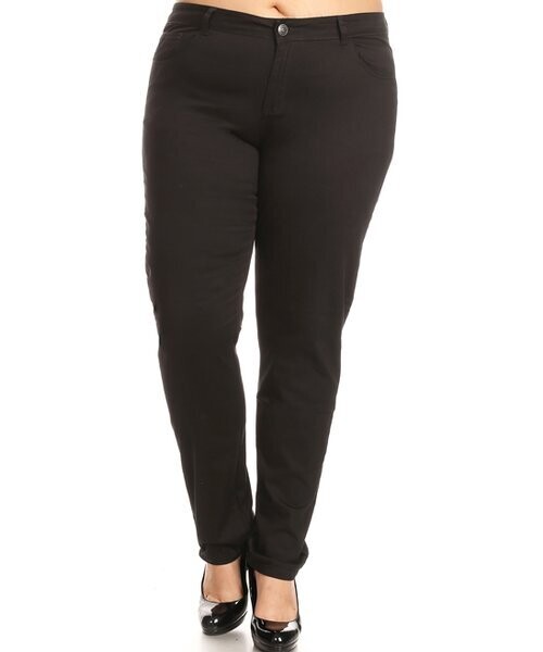 Black Five-Pocket Skinny Pants - Plus