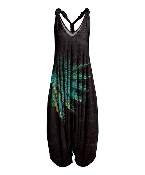 Brown & Turquoise Abstract Racerback Harem Jumpsuit