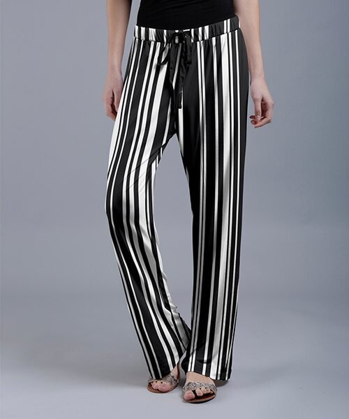 Black & White Stripe Drawstring Palazzo Pants