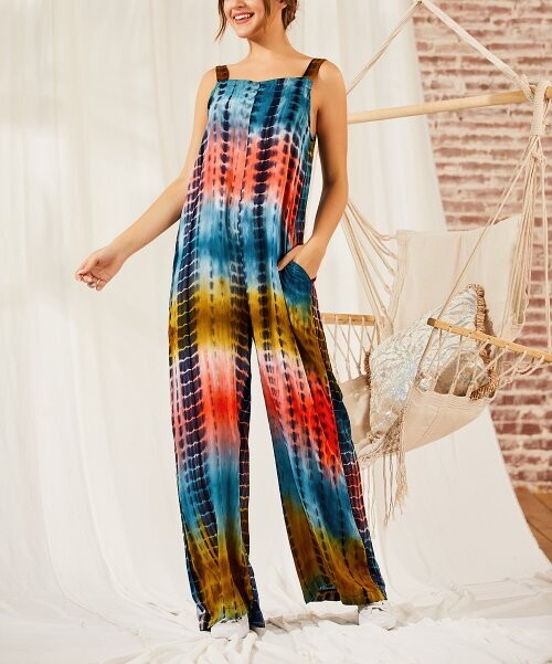Coral Blue Tie-Dye Jumpsuit