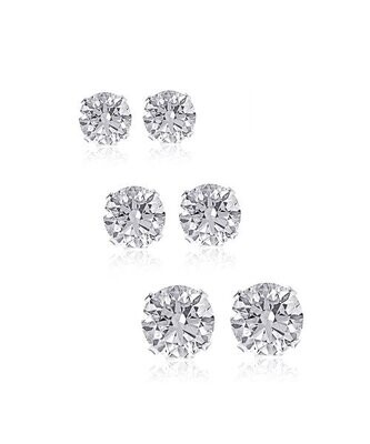 Sterling Silver Round-Cut Stud Earrings Set With Swarovski¬Æ Crystals