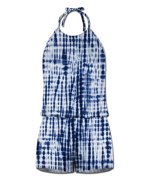 Blue & White Abstract Halter Romper