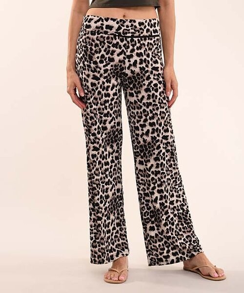 Black & Beige Leopard Palazzo Pants