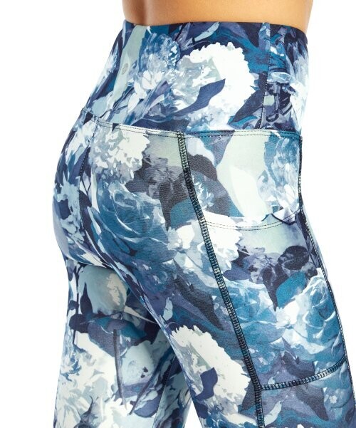 Crown Blue Crepe Floral 25'' Pocket High-Waist Ankle Leggings Crown Blue Crepe Floral 25'' Pocket High-Waist Ankle Leggings