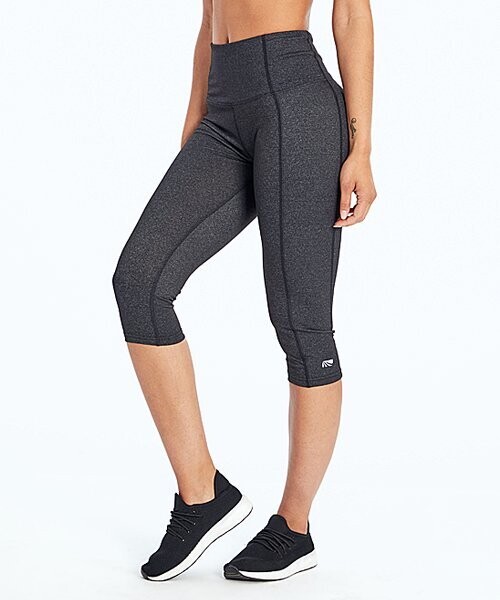 Heather Black 18'' Brooke High-Rise Tummy-Control Capri Leggings