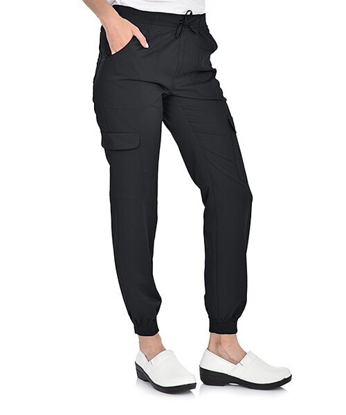 Black Six-Pocket Jogger Scrub Pants