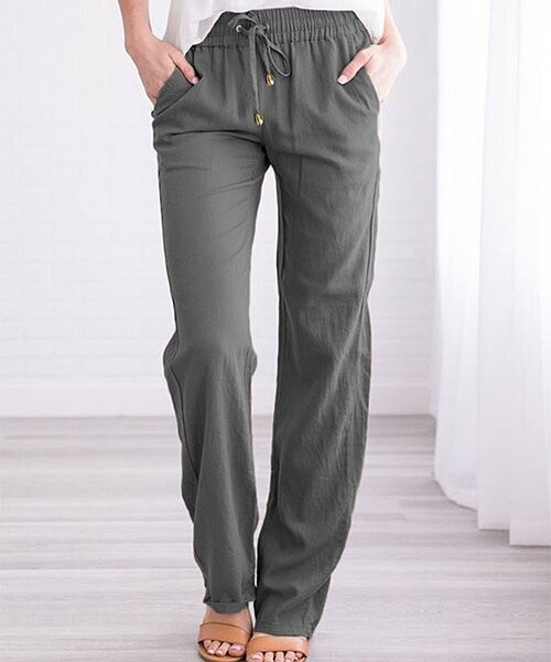 Dark Gray Drawstring-Waist Pocket Lounge Pants
