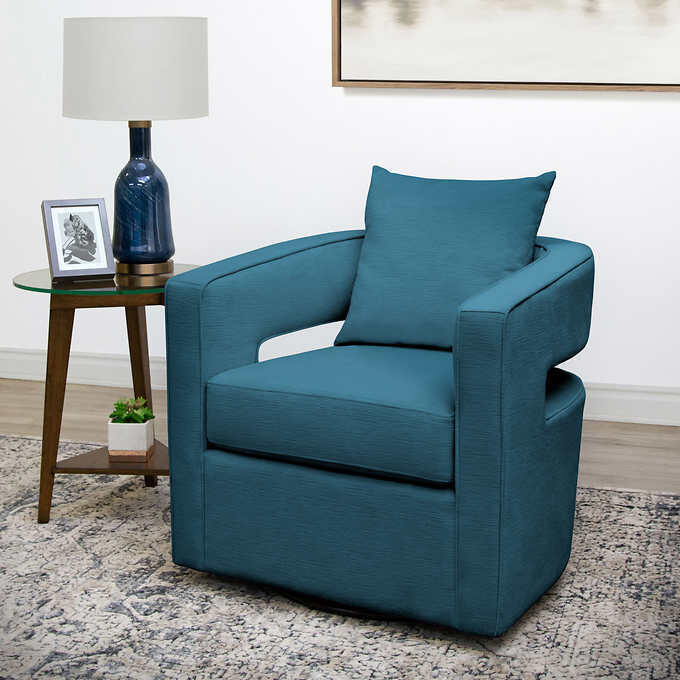 Tayla Fabric Swivel Accent Chair, Colors: Teal