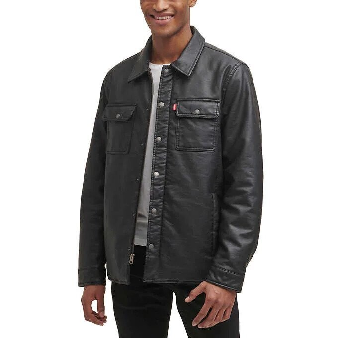 Levi's Men's Faux Leather Jacket, Color: Black