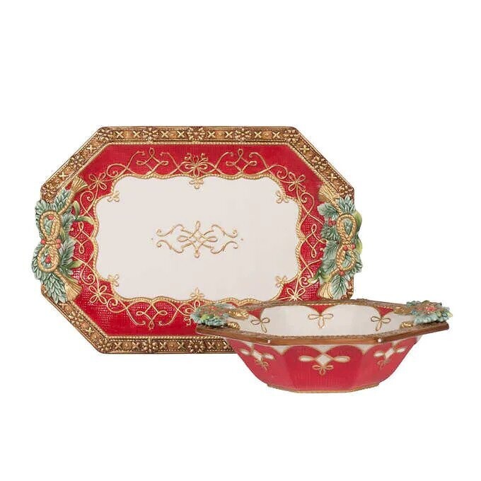 Fitz & Floyd Yuletide Holiday Serveware 2-piece Set Fitz & Floyd Yuletide Holiday Serveware 2-piece Set