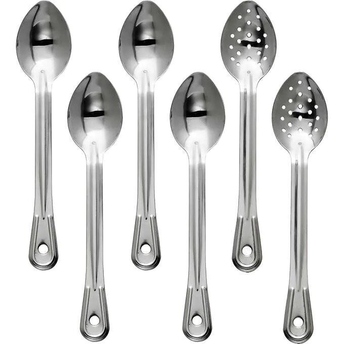 Tramontina Serving Spoons, Assorted Styles, Stainless Steel, 6-count