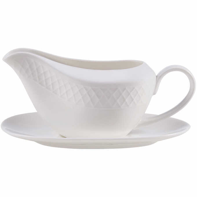 Mikasa Trellis Bone China Gravy Boat with Stand