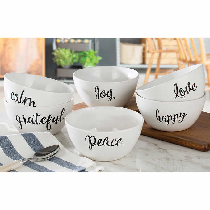 Signature Ceramic 6-piece Bowl Set with Inspirational Words Signature Ceramic 6-piece Bowl Set with Inspirational Words