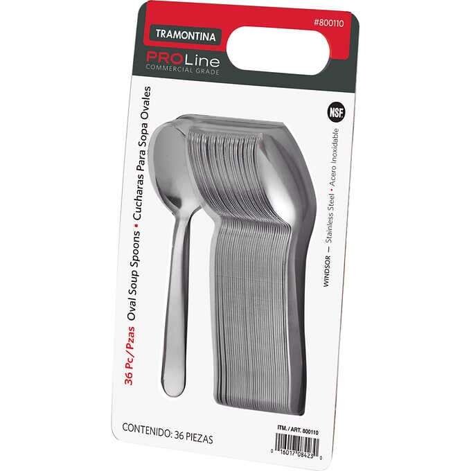 Tramontina ProLine Windsor Oval Soup Spoon, Stainless Steel, 36 ct