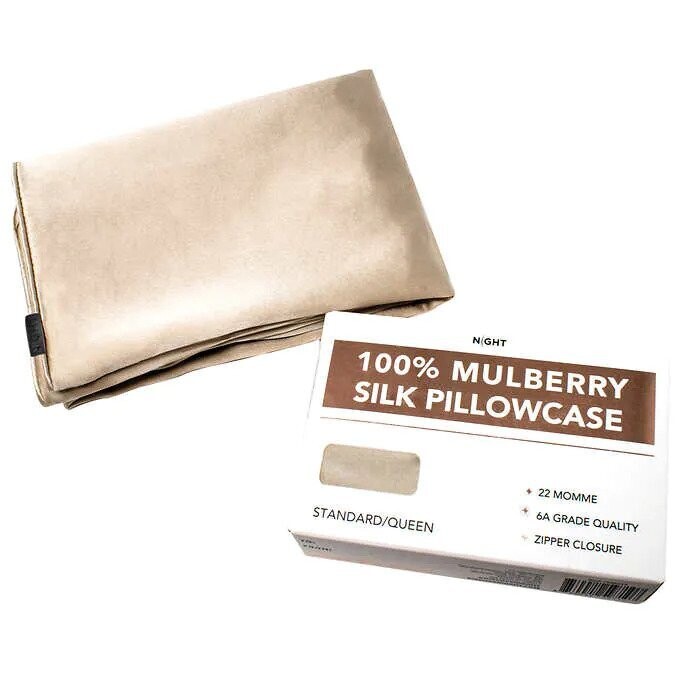 NIGHT 100% Mulberry Silk Pillowcase NIGHT 100% Mulberry Silk Pillowcase, Color: Beige