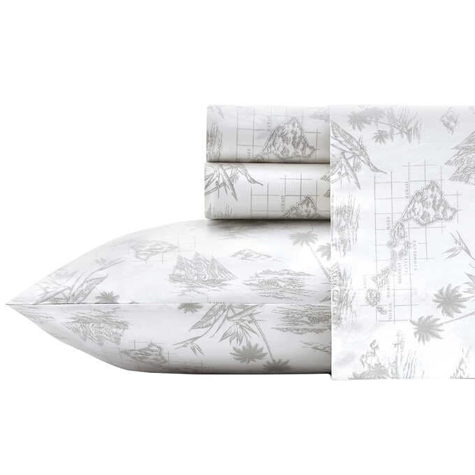 Tommy Bahama Vintage Map Cotton Gray Sheet Set