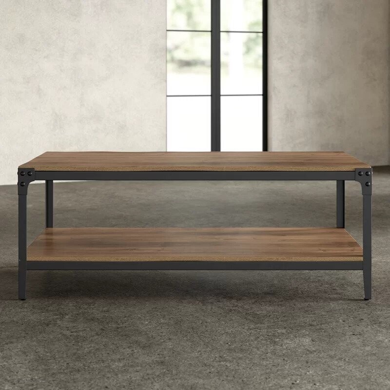Cainsville 4 Legs Coffee Table with Storage, Color: Barnwood