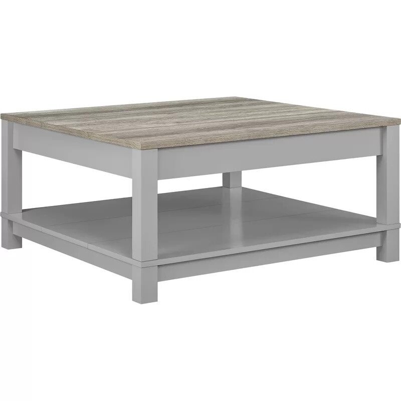 Pettigrew Four Legs Coffee Table with Storage, Color: Gray