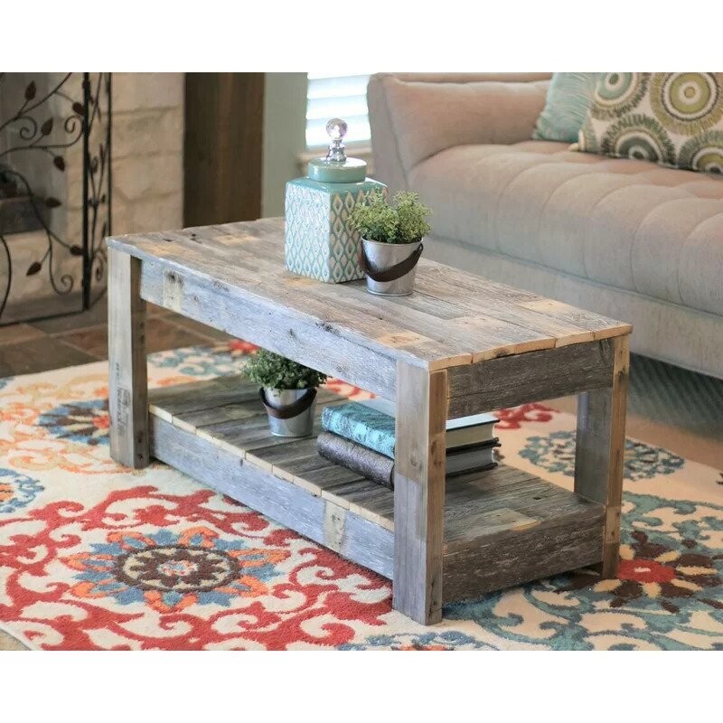 Easthampton Solid Wood Coffee Table with Storage, Color: Natural Unfinished