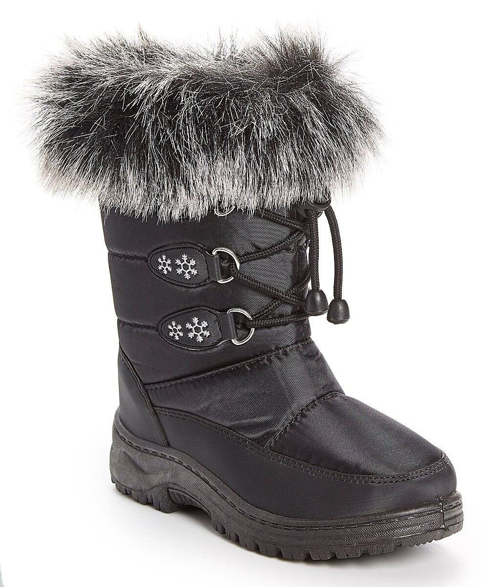 Snowflake Faux Fur Snow Boot, Color: Black