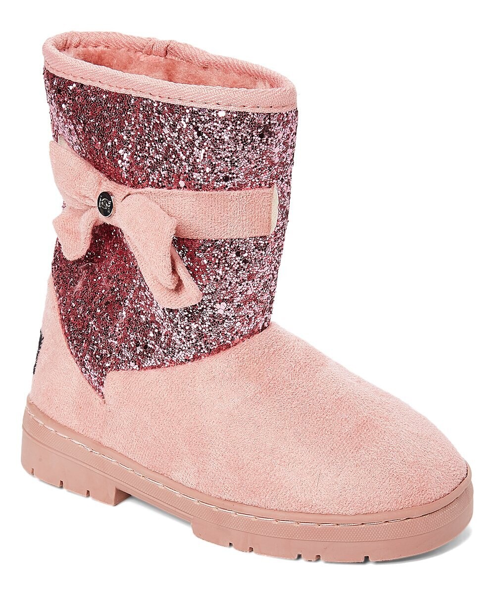 Glitter Studded Bow Boot, Color: Blush