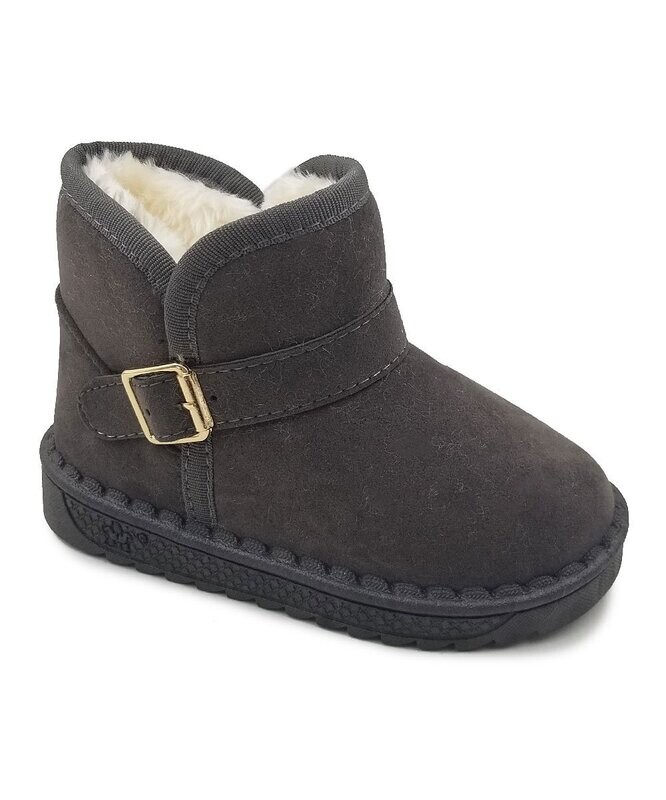Buckle-Accent Faux Fur-Lined Boot