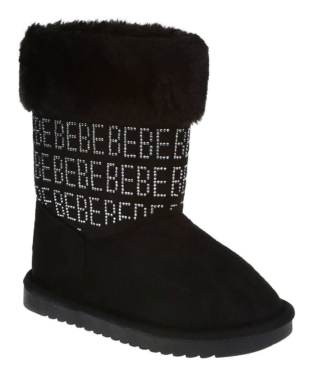 Faux Fur-Trim Logo Boot, Color: Black