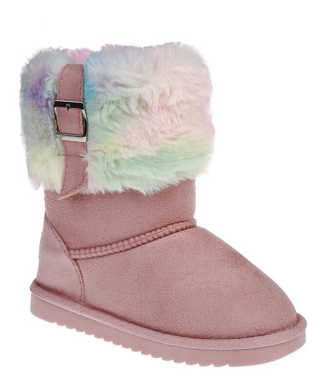 Rainbow Faux Fur-Trim Logo Boot