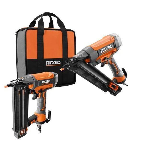 Pneumatic 18-Gauge 2-1/8 in. Brad Nailer with CLEAN DRIVE Technology with Angled Finish Nailer