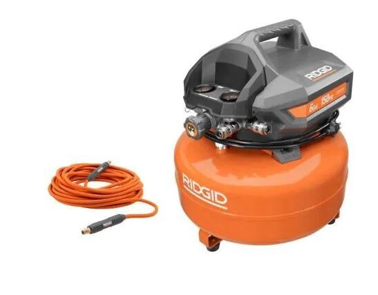 6 Gal. Portable Electric Pancake Air Compressor with 1/4 in. 50 ft. Lay Flat Air Hose 6 Gal. Portable Electric Pancake Air Compressor with 1/4 in. 50 ft. Lay Flat Air Hose