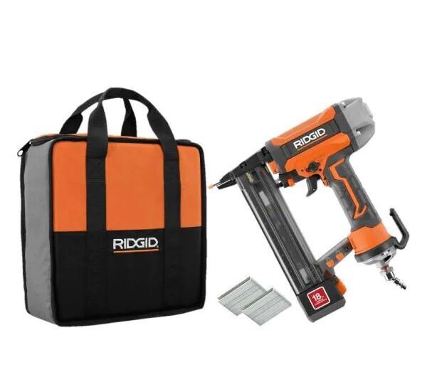 Pneumatic 18-Gauge 1-1/2 in. Finish Stapler, Contractor's Bag and (200) Staples