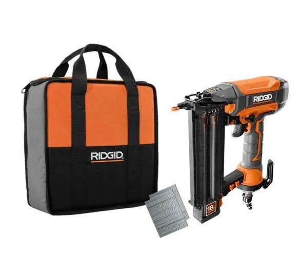Pneumatic 18-Gauge 2-1/8 in. Brad Nailer with CLEAN DRIVE Technology, Tool Bag, and Sample Nails