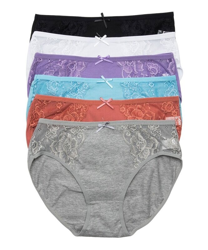 Gray & Purple Lace-Accent Cotton Briefs Set