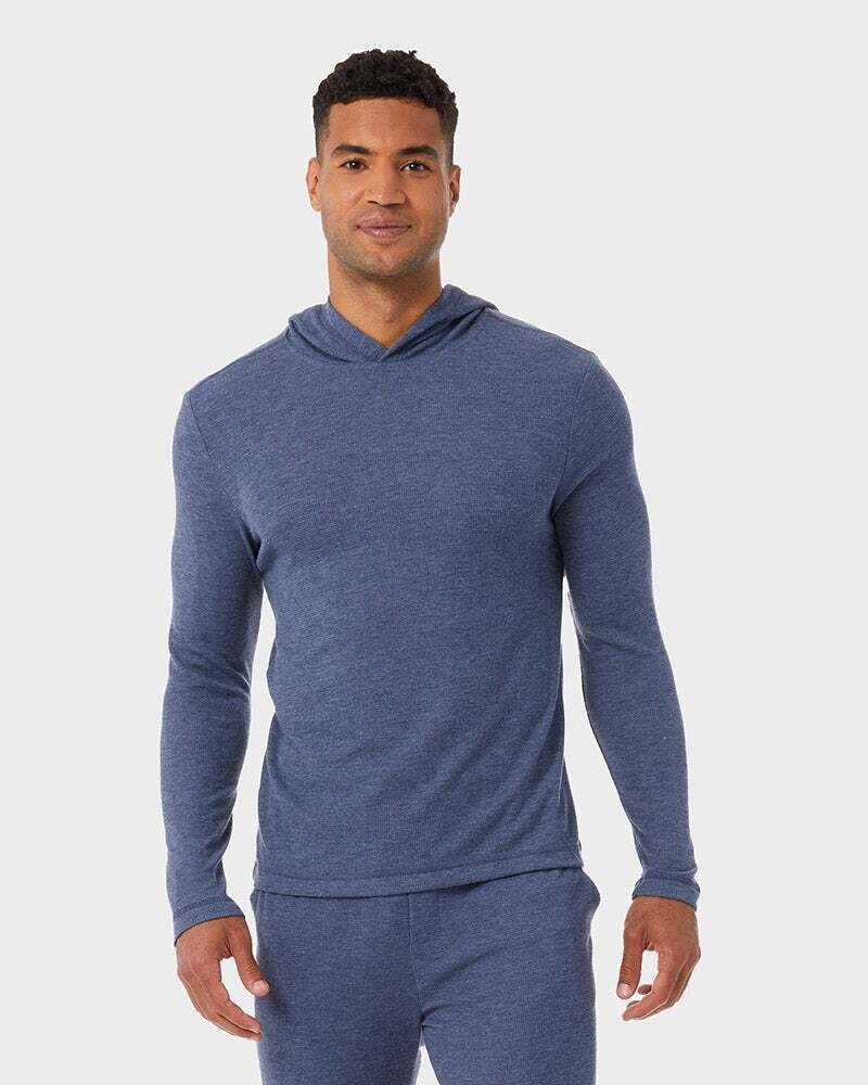 MEN'S WAFFLE PULLOVER HOODIE, Color: INK CHILL HEATHER