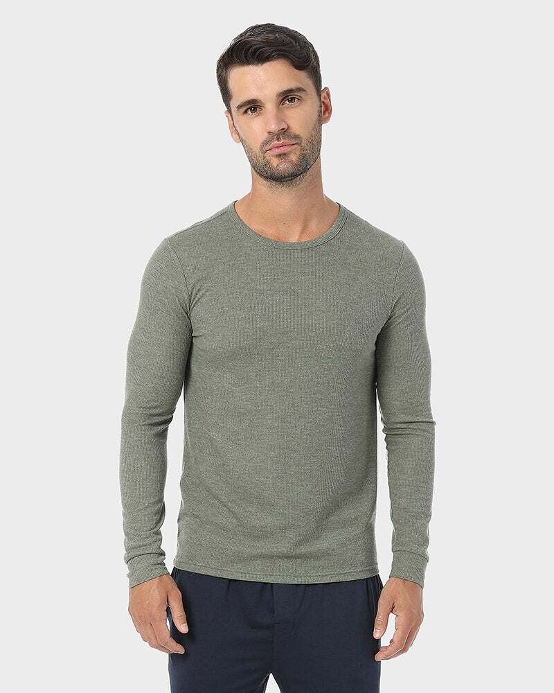 Men Mid weight Waffle Base-layer Crew Top