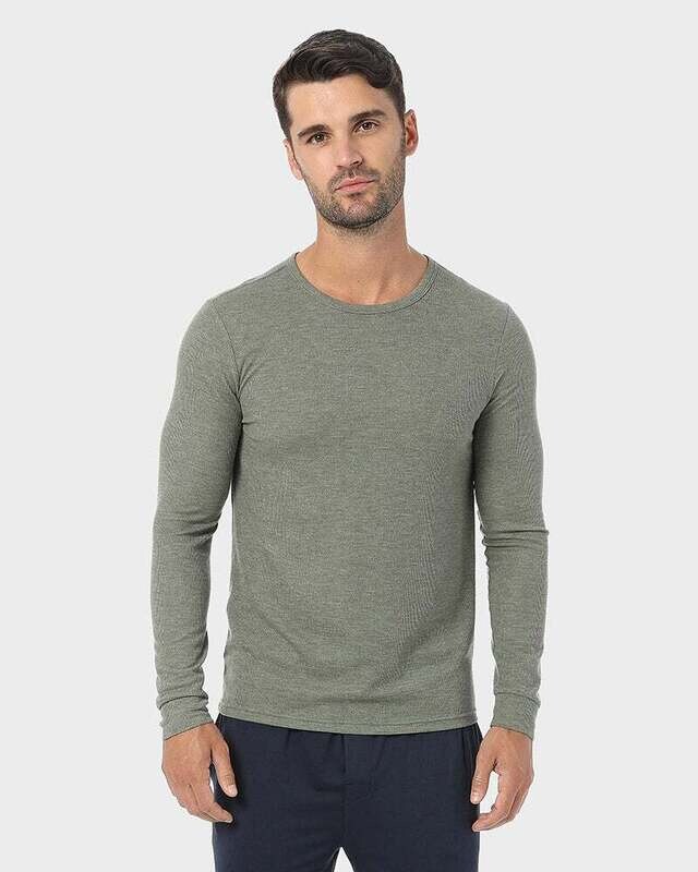 Men Mid weight Waffle Base-layer Crew Top