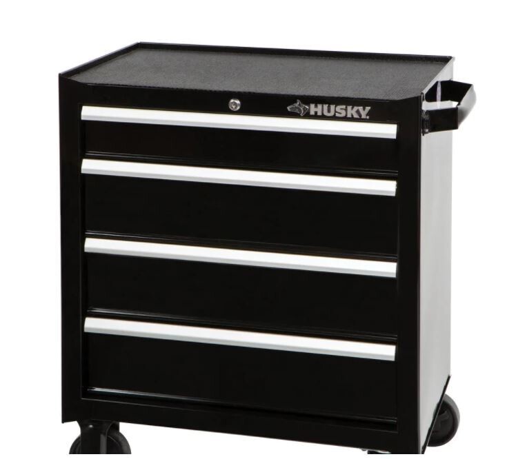 Husky 26 in. W 4-Drawer Rolling Cabinet Tool Box Chest in Gloss Black