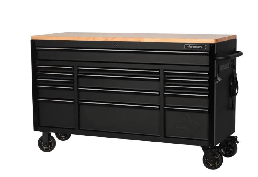Heavy Duty 61 in. W x 23 in. D 15-Drawer Mobile Workbench with Solid Wood Top Heavy Duty 61 in. W x 23 in. D 15-Drawer Mobile Workbench with Solid Wood Top