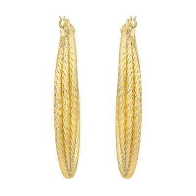 18kt Yellow Gold Textured Hoop Earrings