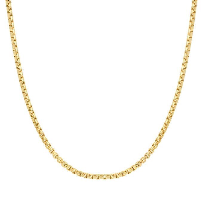 14kt Yellow Gold Diamond Cut Round Box Chain