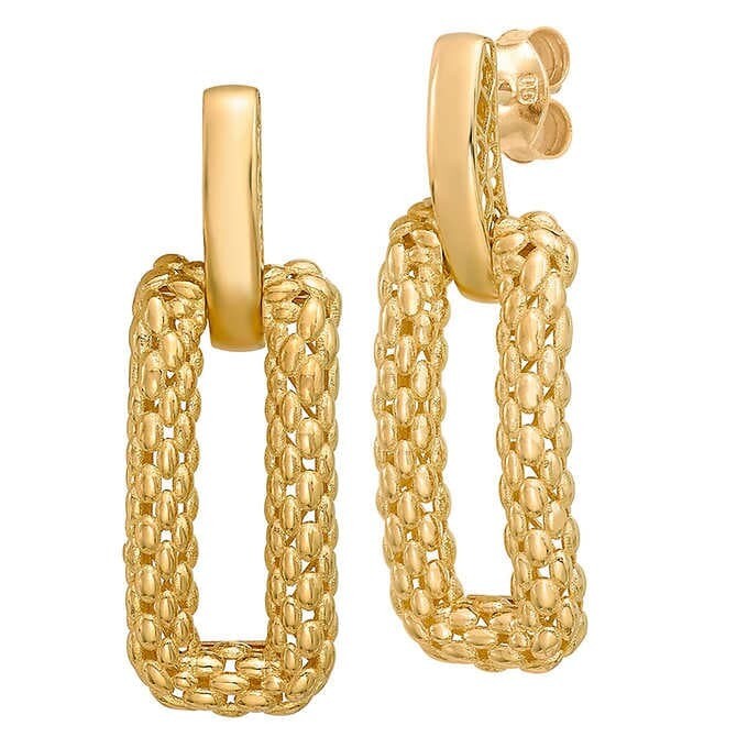 14kt Yellow Gold Polished & Textured Earrings