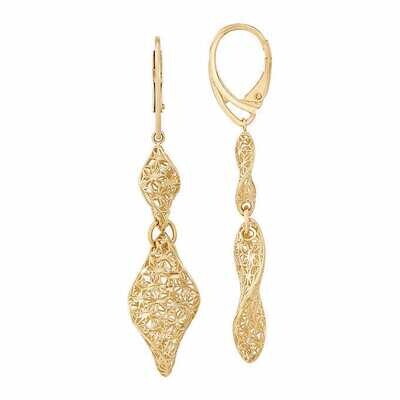 14kt Yellow Gold Diamond Cut Dangle Earrings