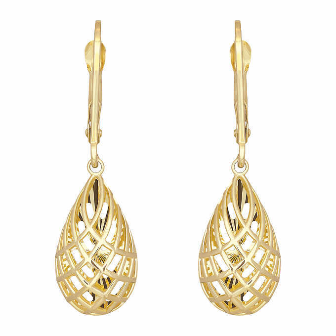 18kt Yellow Gold Filigree Teardrop Earrings