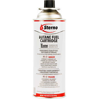 Sterno Butane Fuel Cartridge, 8 oz, 12 ct