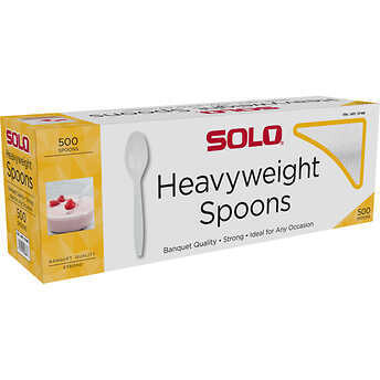 Solo Plastic Spoon, Heavyweight, White, 500 ct