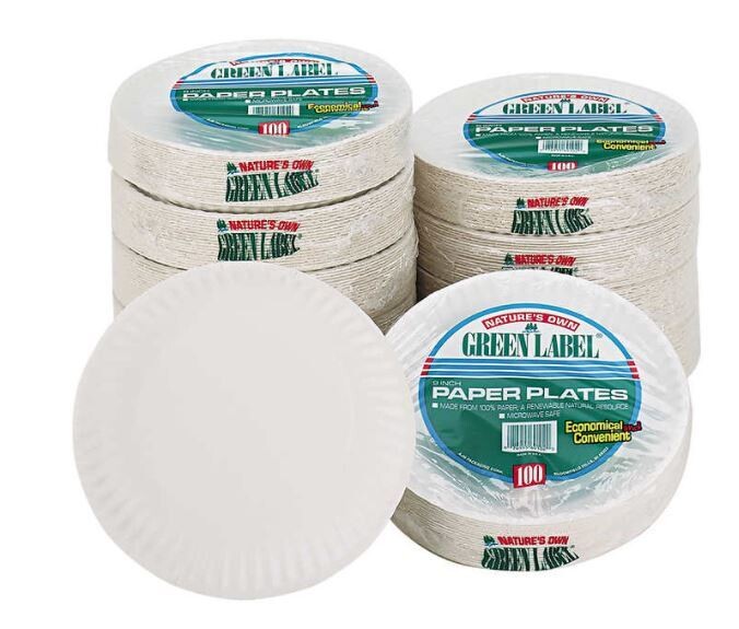 AJM 9" Paper Plate, White, 1000 ct