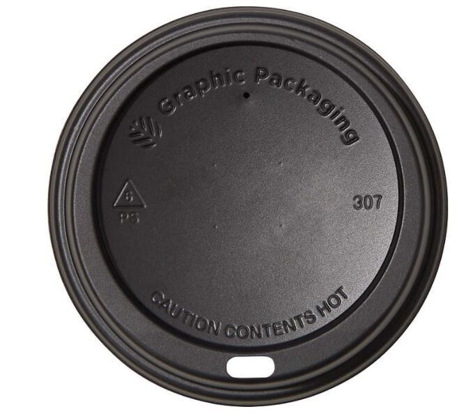 Graphic Packaging Hot Cup Dome Lid, Black, 10-24 fl oz, 600 ct