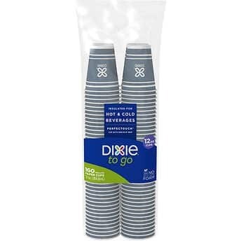 Dixie PerfecTouch Paper Hot Cup, 12 oz, 160 ct